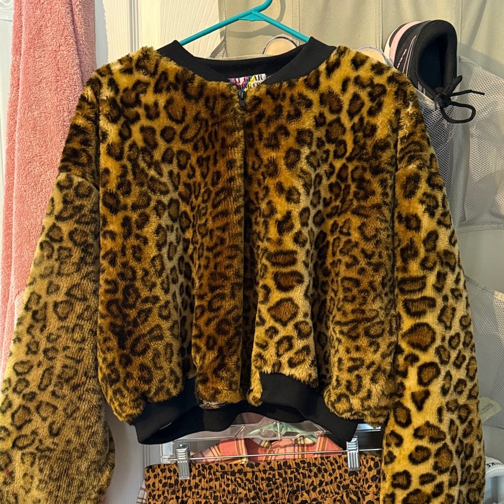 Leopard Print Faux Fur Jacket